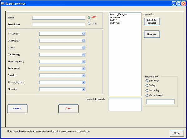 Search repositorory for services